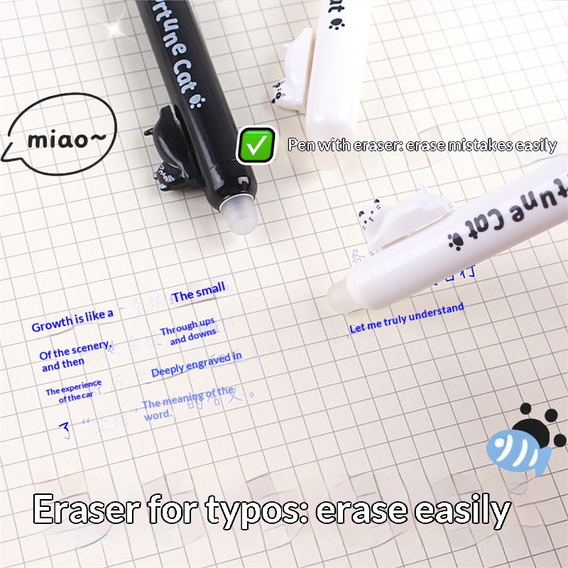 4-Pack Cute Cat Erasable Gel P - Retractable Eraser Pen Click 评论和价格
