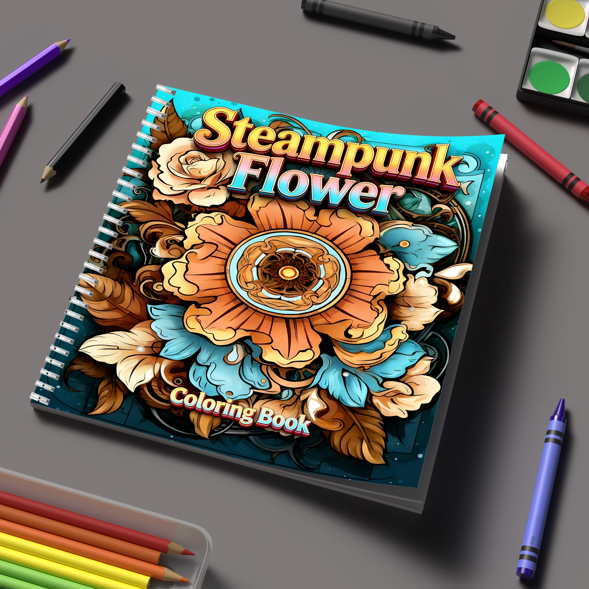 Coloring Book Steampunk Flower - School Supplies 评论和价格