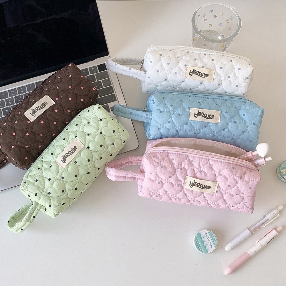 Pen Bag Korean Dots Stationery - Aesthetic Large Pencil Case Pouch 评论和价格