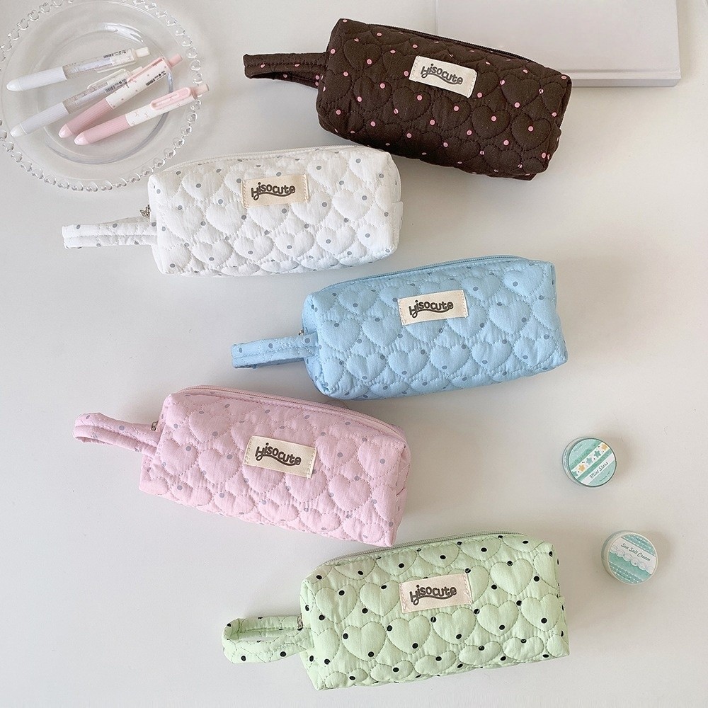 Pen Bag Korean Dots Stationery - Aesthetic Large Pencil Case Pouch 评论和价格